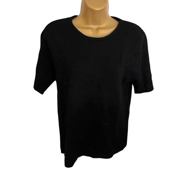 Vintage 90s Koos Of Course Knit Short Sleeve Sweater Tee Black S - Picture 1 of 4